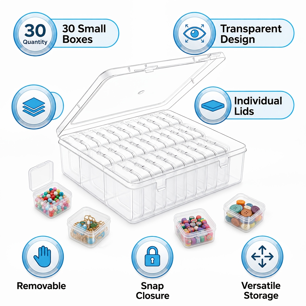 31pcs Plastic Organizer Case for Earring and Bead Storage